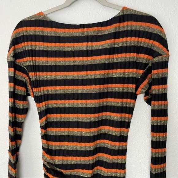 Ramy Brook stripe clam sweater dress long sleeve ruched bodycon S - Picture 9 of 14